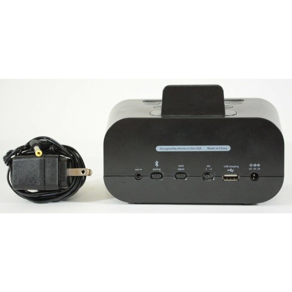iHome iBT22 Wireless Dual Bluetooth Alarm Clock + USB Charging Dock Black - Picture 5 of 9